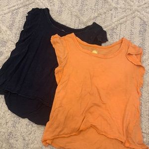 2 T shirts - ruffled sleeves anthropology